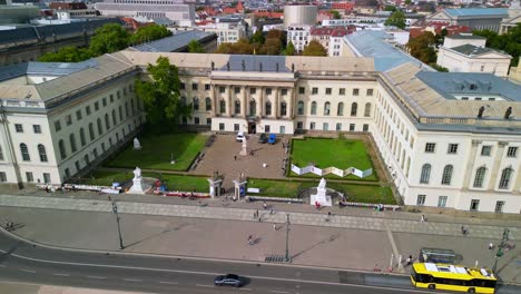 Gorgeous-aerial-view-flight-panorama-orbit-drone
of-Monument-Max-Planck-Humboldt-University-unter-den-Linden-in-Berlin-Germany-at-summer-day-2022