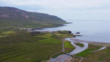 Borgarfjörður-Eystri-remote-Iceland-town-on-east-coast,-aerial