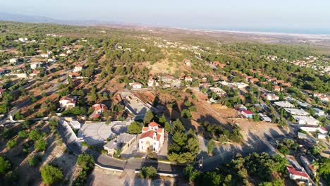 Aerial-drone-footage-of-Archangel-Michael-church-in-Souni-Zanakia,-Limassol,-Cyprus-2