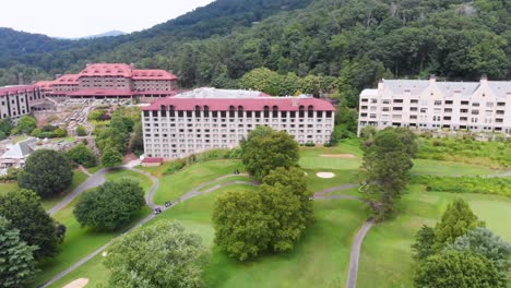 4K-Drone-Video-of-Convention-Center-and-Golf-Course-at-Grove-Park-Inn-in-Asheville,-NC-on-Sunny-Summer-Day-5