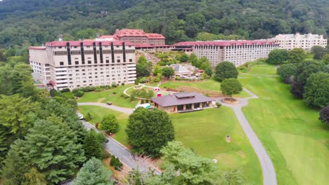 4K-Drone-Video-of-Convention-Center-and-Golf-Course-at-Grove-Park-Inn-in-Asheville,-NC-on-Sunny-Summer-Day-3
