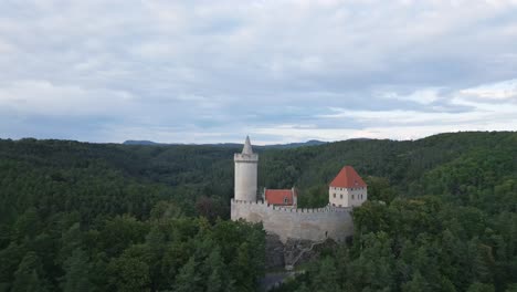 Medieval-stone-castle-with-a-tower-and-high-defensive-walls