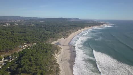 DRONE-AERIAL-FOOTAGE:-The-cabedelo-beach-in-Viana-do-Castelo,-Portugal