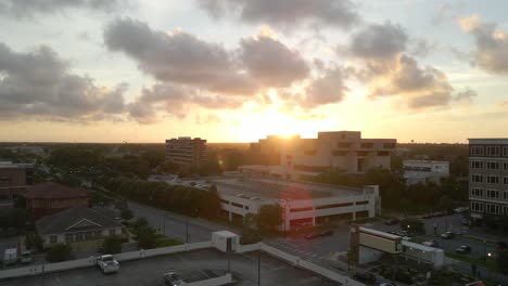 Parking-garage-downtown-at-sunset-in-Pensacola,-Florida-1