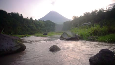 River-with-merapi-volcano-on-the-background