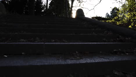 Im-Licht-Der-Schönen-Sonne-Die-Alte-Treppe-Im-Park-Erklimmen