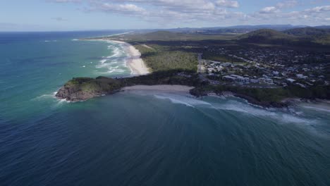 Norries-Headland,-Cabarita-Beach-In-New-South-Wales,-Australia---aerial-shot