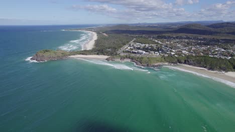 Idyllic-Landscape-Of-Cabarita-Beach-In-New-South-Wales,-Australia---aerial-drone-shot