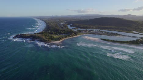 Aerial-View-Over-Hastings-Point-Beach-In-Tweed-Shire-Of-Northern-NSW,-Australia---drone-shot