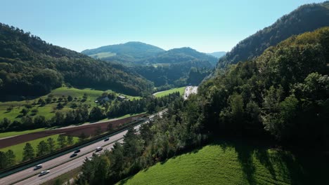A-highway-through-the-beautiful-nature-of-Switzerland-towards-the-end-of-summer