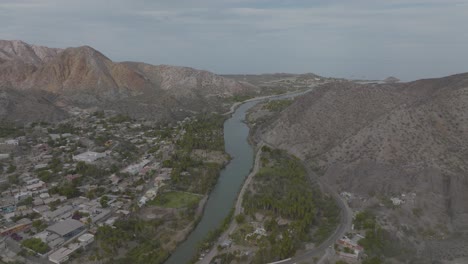 River-through-Frontera-Comalapa-Town-in-Veracruz,-Mexico---Aerial-Drone-View