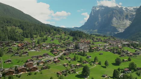 Aerial-approach-of-Grindelwald-and-the-Swiss-Alps-in-Switzerland