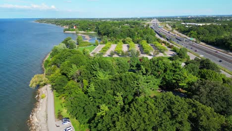 Aerial-view-Charles-Daley-Park-in-Lincoln,-Canada