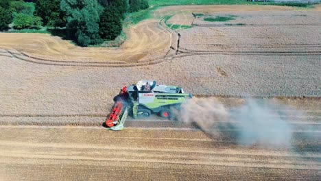 Aerial-View-of-Harvester-Machines-Working-in-Wheat-Field-2
