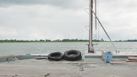 Cloudy-Day-Travel-by-Barge-on-Calm-River-Afram-Ghana