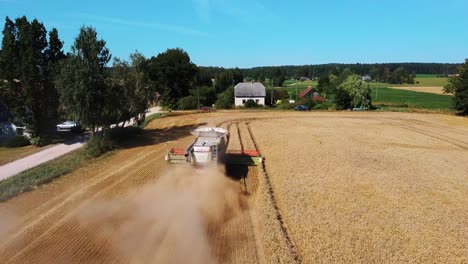 Aerial-View-of-Harvester-Mower-Mechanism-Cuts-Wheat-Spikelets-5