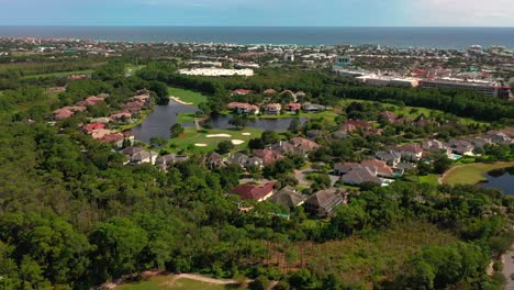 Drone-rising-view-of-Regatta-Bay-golf-and-yacht-club-in-Destin-Florida