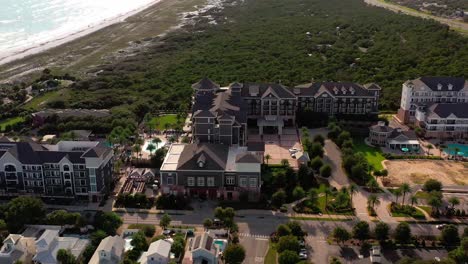 Sliding-right-drone-view-of-The-Henderson-beach-resort-and-spa-in-Destin-FL