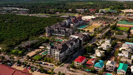 Spinning-left-drone-view-of-The-Henderson-beach-resort-and-spa-in-Destin-FL
