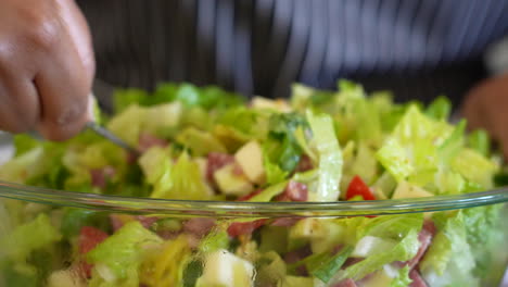 Mixing-together-a-chopped-salad-and-dressing---ANTIPASTO-SALAD-SERIES