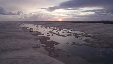Stockton-Sand-Dunes-Beach-Against-Dramatic-Sunset-Sky-Near-Hunter-River-In-New-South-Wales,-Australia