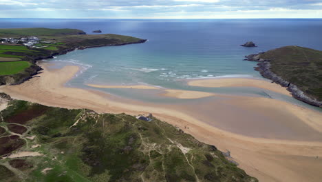 An-aerial-view-of-Crantock-Beach,-on-the-north-coast-of-Cornwall,-England-2
