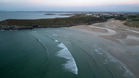 An-aerial-view-of-Crantock-Beach,-on-the-north-coast-of-Cornwall,-England-1