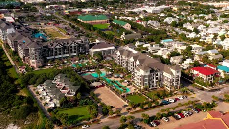 Panning-right-drone-view-of-The-Henderson-beach-resort-and-spa-in-Destin-FL