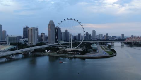 Singapore-Flyer-Drone-Video,-Marina-Bay