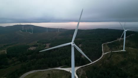 Windmill-in-Portugal-stormy-weather-Drone-View-Sunset