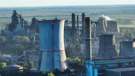 Cooling-Towers-And-Chimneys-At-Eco-Metal-Recycling-Plant-In-Galati,-Romania