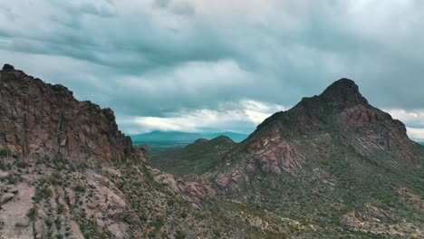 Clouds-Over-Rugged-Mountain-Range-In-Tucson,-Arizona,-USA