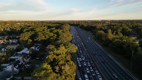 An-aerial-view-of-the-Southern-State-Parkway-on-Long-Island,-NY