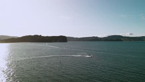 Jet-Ski-playing-in-Cooks-Bay,-New-Zealand