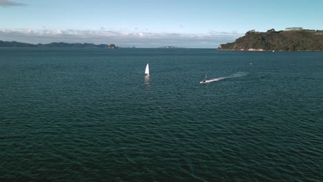 Drone-Video-of-Jet-Ski-and-Sail-Yacht-viewing-pod-of-dolphins