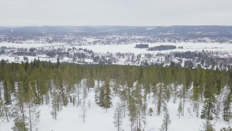 Winterblick-Auf-Den-Eisbedeckten-Kemijoki-Fluss-Vom-Ounasvaara-Hügel-Bei-Rovaniemi