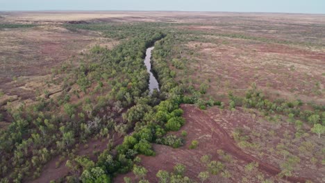 Luftaufnahme-über-Den-Victoria-River-Bei-Kalkaringi-In-Der-Abenddämmerung,-Northern-Territory,-Australien