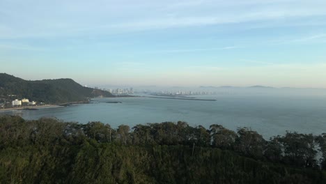 Molhe-de-Itajai-Distant-View-From-Elevated-Trail-Near-Balneario-Camboriu-In-Santa-Catarina,-Brazil