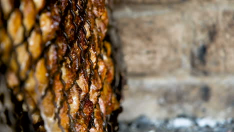 Close-up-view-of-lamb-rib-cooking-next-to-wood-fire---traditional-South-African-barbecue-technique