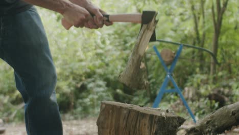 Splitting-wood-with-an-axe.
