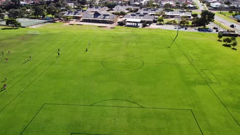 Aerial-View-Over-Community-Football-Field,-Riverlinks-Park-Clarkson-Perth