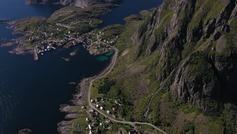 Aerial-view-of-the-Lofoten-Coast-line-in-Norway