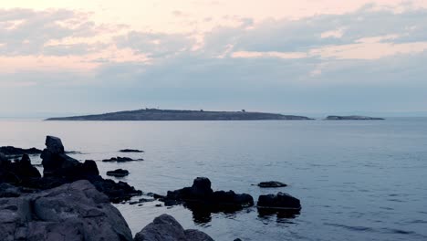 View-over-sea-channel-to-St-Ivan-island-sunset-time-Sozopol-Black-sea-coast