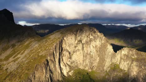 Amazing-light-hitting-a-cliff-in-Senja,-Norway