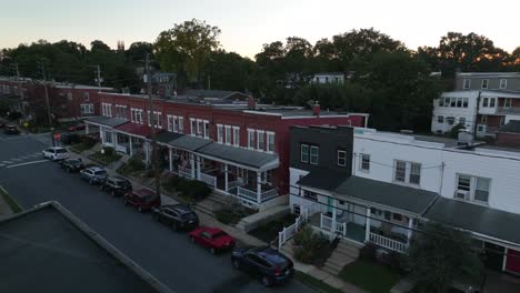 Aerial-shot-of-row-homes-in-Lancaster,-PA