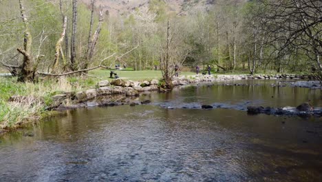 Eine-Laufende-Aufnahme-Des-Rothay-Flusses,-Der-Mitten-In-Einem-Dschungel-Schwimmt