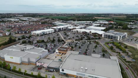 Slow-moving-drone-shot-of-hr-Westwood-Cross-shopping-complex-in-Thanet