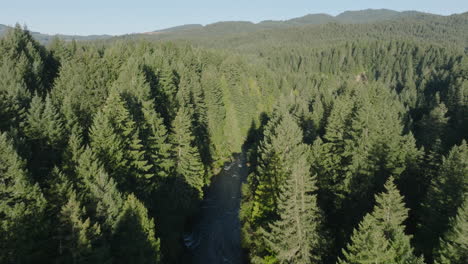 Drone-aerial-of-scenic-pristine-river-in-southern-Washington-State