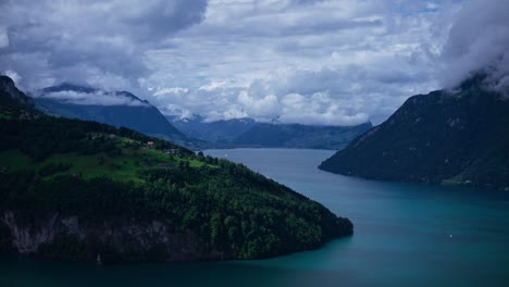 Morschach,-Switzerland,-moody,-lake,-mountains,-island