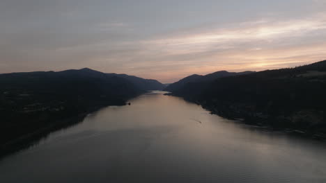 Drone-aerial-of-Columbia-River-Gorge-at-sunset-4
